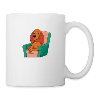 Entspannter Sussex Spaniel im Sessel Hundekunst - Tasse - Weiß - Rechts