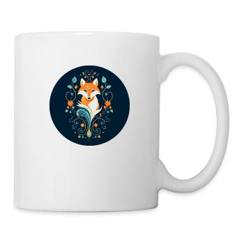 Fuchs mit Ornamenten - Tasse - Weiß - Rechts