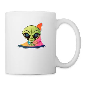 Alien infront of universe - Tasse - Weiß - Rechts