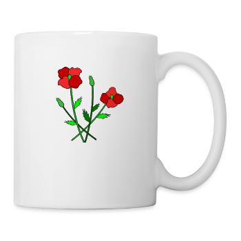 Blühender Mohn - Tasse - Weiß - Rechts