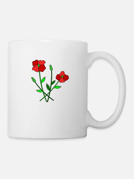 Blühender Mohn - Tasse - Weiß