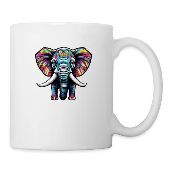 Colorful elephant from Africa ceremonially painted - Mug - white - Right
