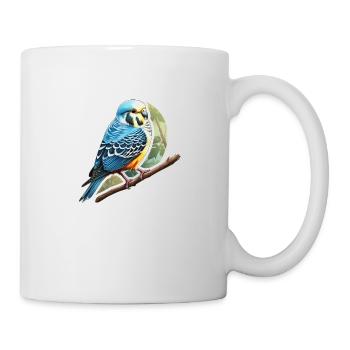 Wellensittich blau - Tasse - Weiß - Rechts