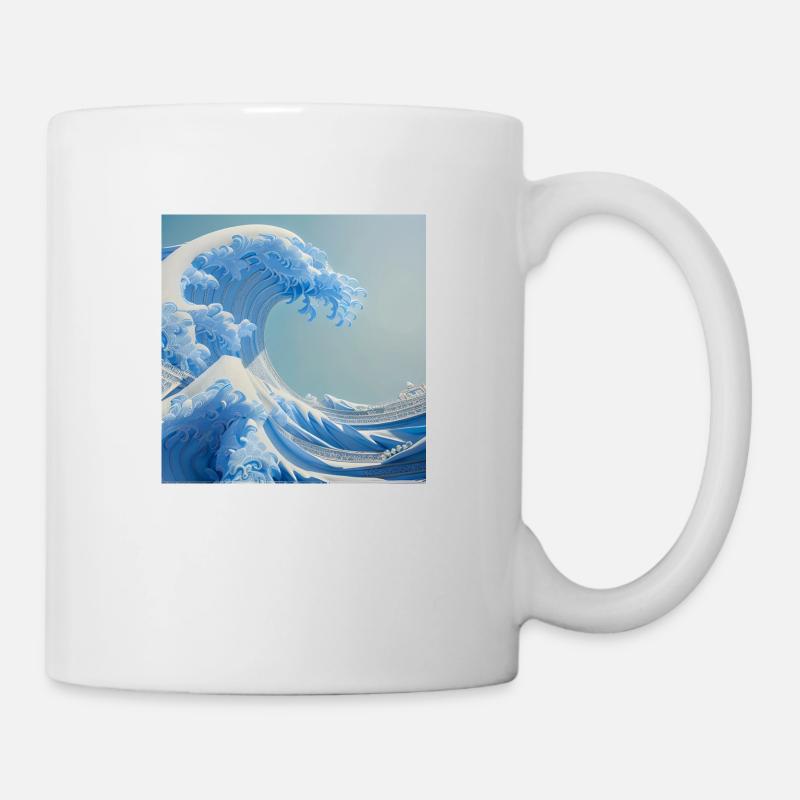 Vague de kanagawa, vague, illustration, Japon - Mug blanc - blanc