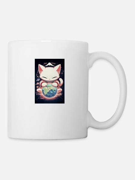 cat controls the world t shirt Japan Design tshirt - Mug blanc - blanc