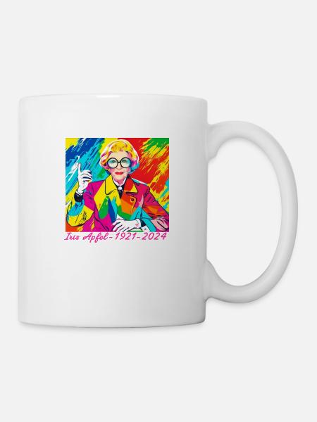 Illustration, bunt, Graffiti, Iris Apfel - Tasse - Weiß