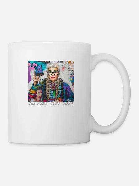 Illustration, bunt, Graffiti, Iris Apfel - Tasse - Weiß