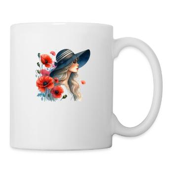 FEMME AUX COQUELICOTS - Mug blanc - blanc - Droite