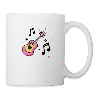 Cute pink guiter art with music and stars - Mug - white - Right