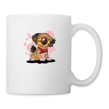 Cute puppy sitting with serious face fashion dog - Mug - white - Right