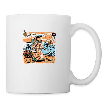 Space astronaut walking in alien planet and rocket - Mug - white - Right