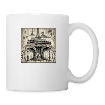 Eiffelturm Cyberpunk Steampunk Cyborg Stil - Tasse - Weiß - Rechts