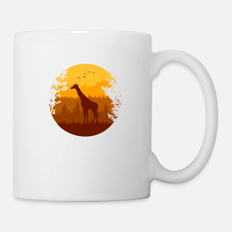 Herbstwald und Giraffe - Tasse - Weiß