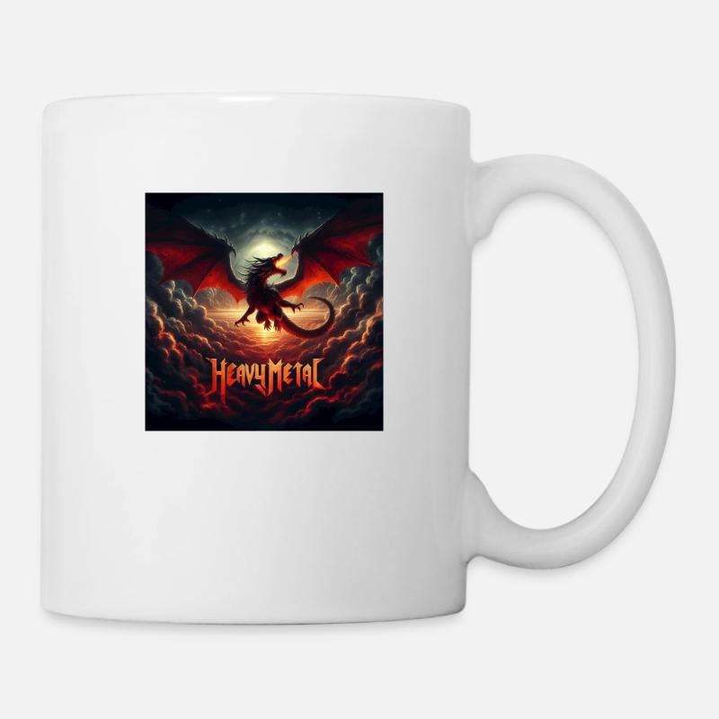 Heavy Metal Drache - Tasse - Weiß
