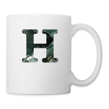 Buchstabe h grün marmoriert - Tasse - Weiß - Rechts