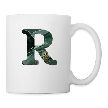 Lettre r marbré vert - Mug blanc - blanc - Droite