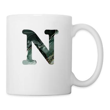 Green marbled letter n - Mug - white - Right