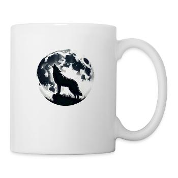Loup hurlant au clair de lune - Mug blanc - blanc - Droite