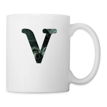 Grün marmorierter V-Buchstabe - Tasse - Weiß - Rechts