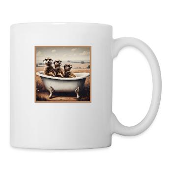 Erdmännchen in der Badewanne - Tasse - Weiß - Rechts