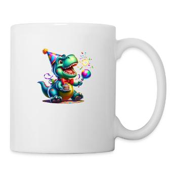 Dino de fête - Mug blanc - blanc - Droite