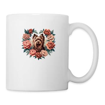 Yorkshire Terrier Pfingstrosen - Tasse - Weiß - Rechts