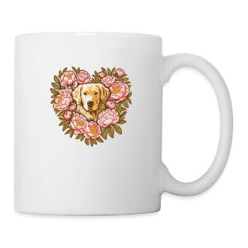 Goldie und Pfingstrosen - Tasse - Weiß - Rechts