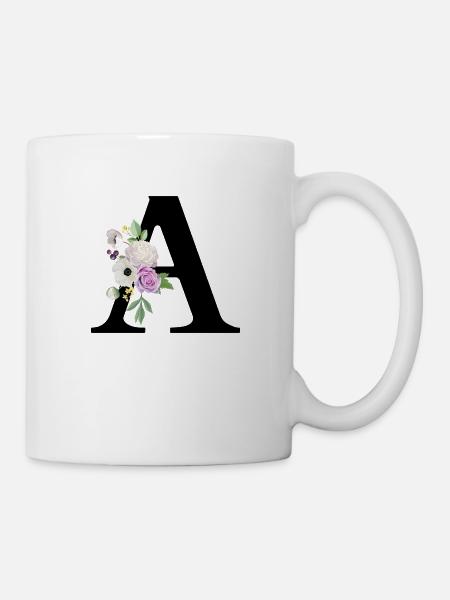 Lila Blumenbuchstabe - Tasse - Weiß