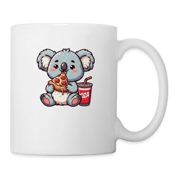 Süßer Koalabär isst Pizza - Tasse - Weiß - Rechts