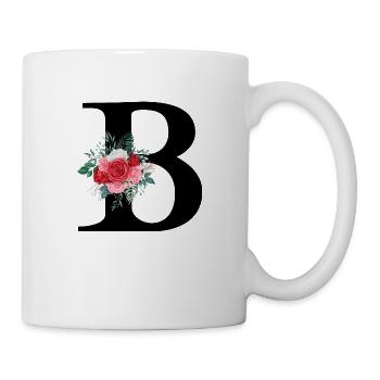 Lettre b floral rouge - Mug blanc - blanc - Droite