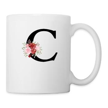 Lettre c floral rouge - Mug blanc - blanc - Droite