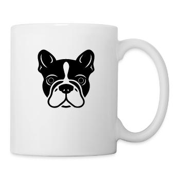 Französische Bulldogge - Tasse - Weiß - Rechts