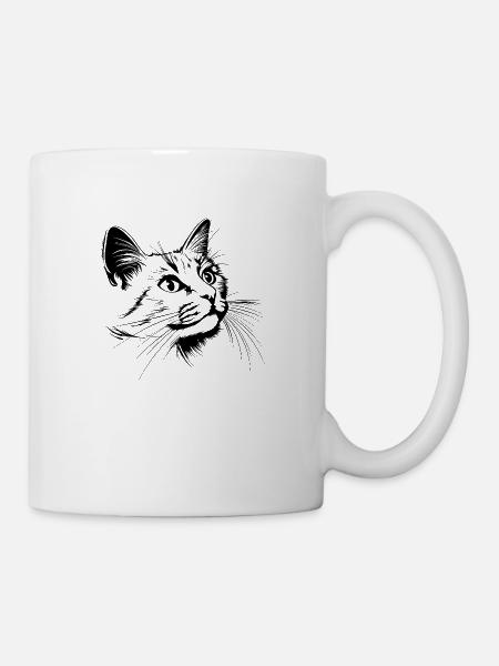 Cat, Cat Motif, Cat Face - Mug - white