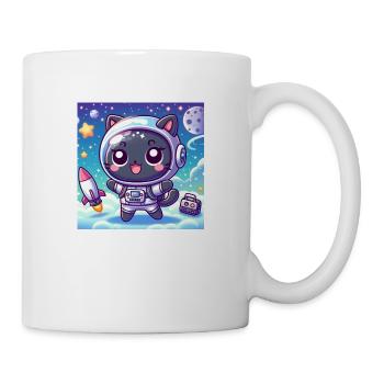 Space Kitty dans l’espace avec fusée et sac - Mug blanc - blanc - Droite