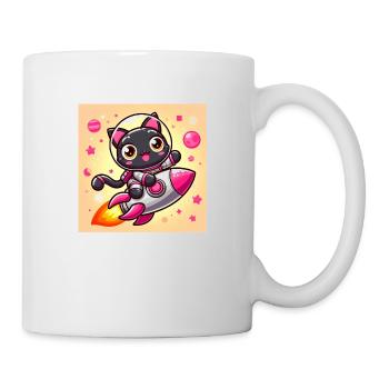 Space Kitty on rocket in space - Mug - white - Right