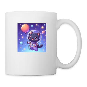 Space Kitty with balloon in space - Mug - white - Right