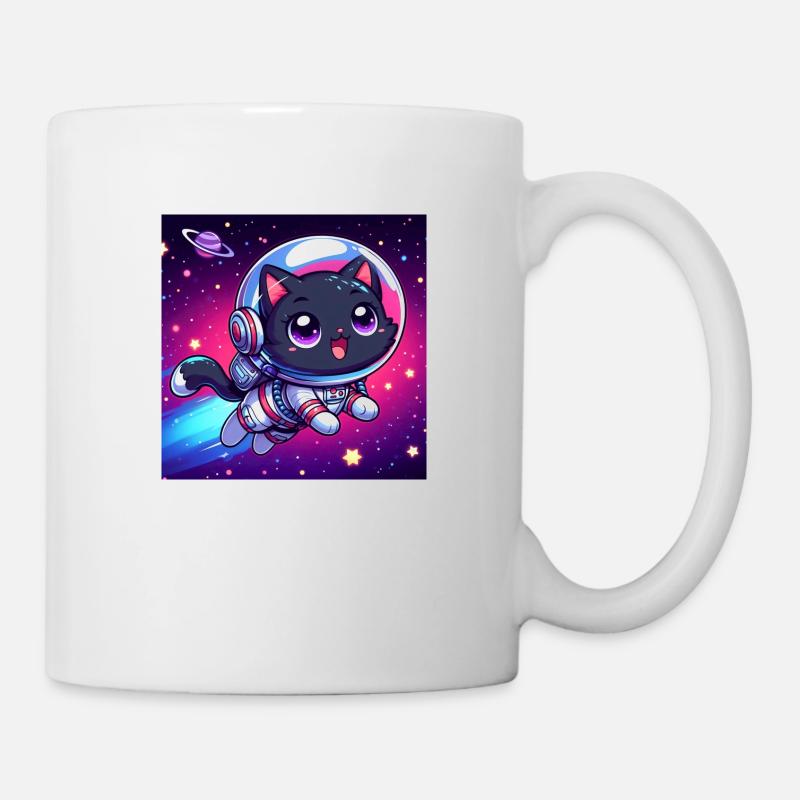 Space Kitty heureux dans l’espace - Mug blanc - blanc