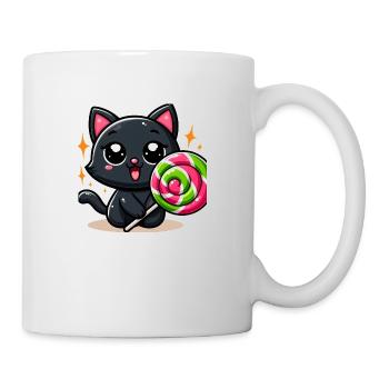 Sweet Kitty noir avec sucette et étoiles - Mug blanc - blanc - Droite