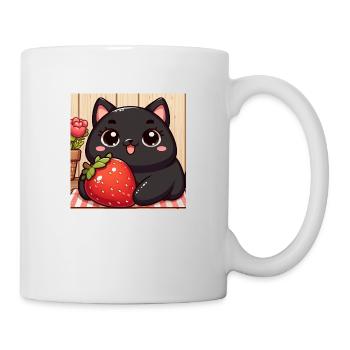 Sweet Kitty Black à la fraise et à la fleur - Mug blanc - blanc - Droite