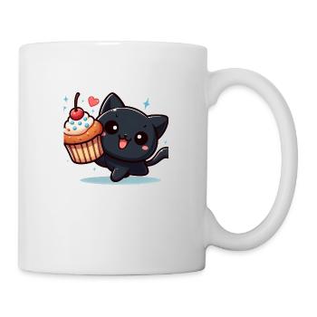 Sweet Kitty Black Cheerful avec Muffin - Mug blanc - blanc - Droite
