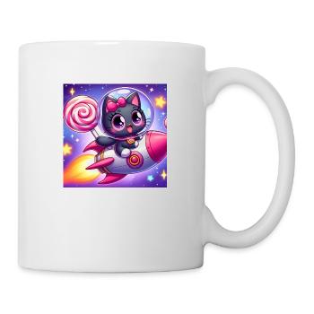 Space Kitty avec sucette et boucle rose dans l’espace - Mug blanc - blanc - Droite