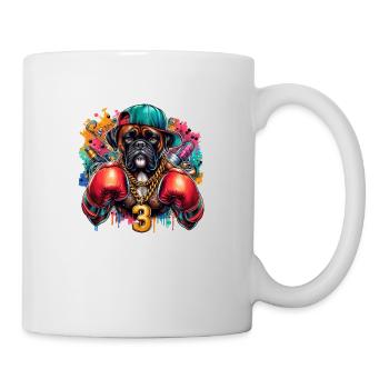 Boxer Hund Splash Kunst - Tasse - Weiß - Rechts