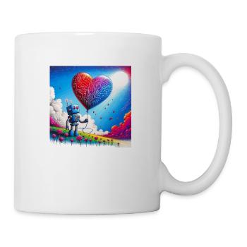 Robot avec un ballon en forme de cœur - Mug blanc - blanc - Droite