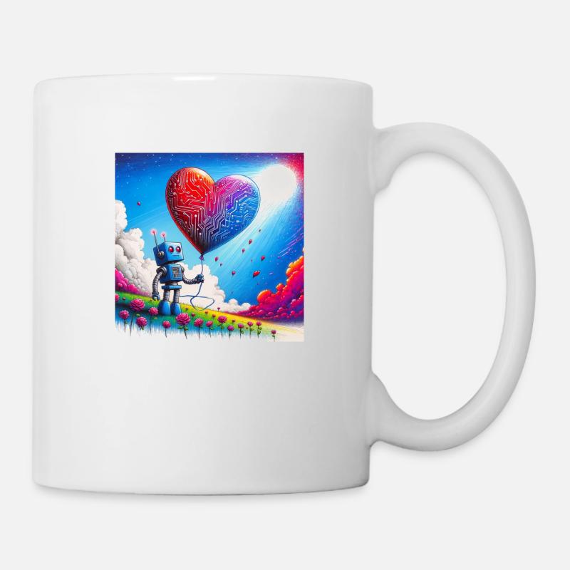 Robot with a heart balloon - Mug - white