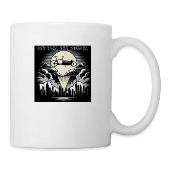 Cargo bike in Bat-Signal style, cargo bike - Mug - white - Right