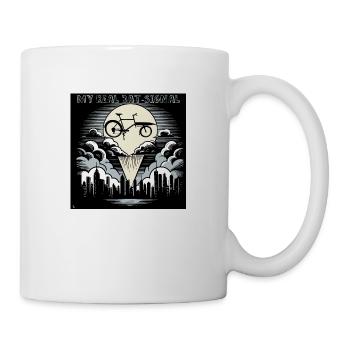 Cargo bike in Bat-Signal style, cargo bike - Mug - white - Right