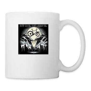 Cargo bike in Bat-Signal style, cargo bike - Mug - white - Right