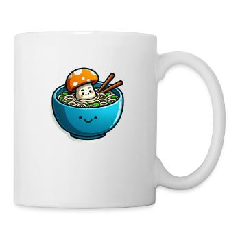 Eine Nudelsuppe mit Pilz im Kawaii Style - Tasse - Weiß - Rechts