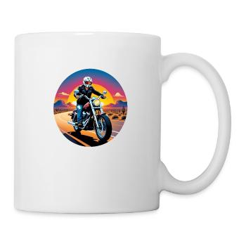 moto et couché de soleil, cadeau motard - Mug blanc - blanc - Droite