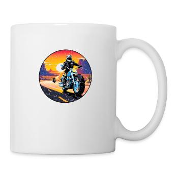 moto et couché de soleil, cadeau motard - Mug blanc - blanc - Droite